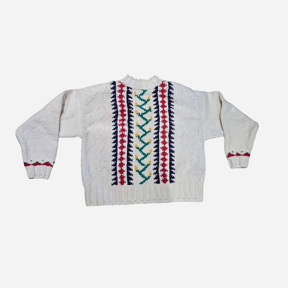Vintage 90s Liz Wear Skiwear sweater Women's Size Lg w multi geometric pattern